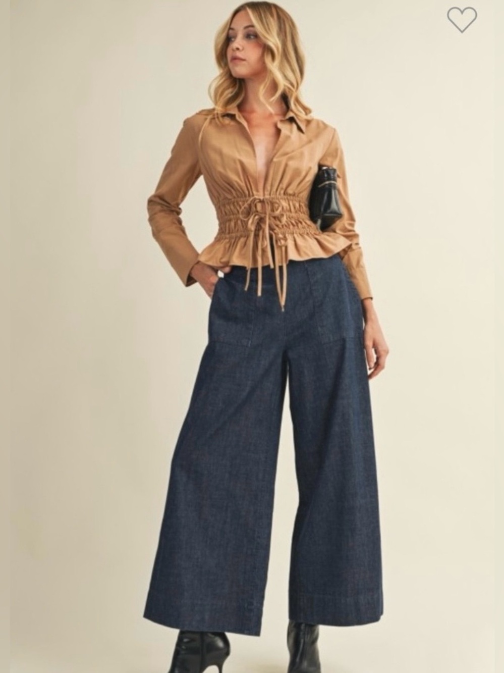 NWT Mustard Seed High rise denim dark wash palazzo pants sz s